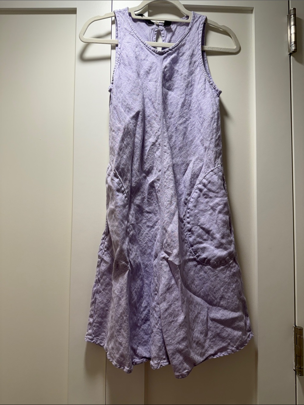 Lavender 100% Linen Sleeveless Midi Dress